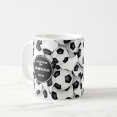 Mug ballons de football motif coach cadeau avec nom pe (Devant gauche)