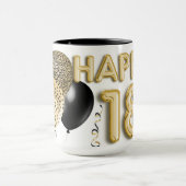 Mug Ballons d'or personnalisés Joyeux 18e anniversaire (Centre)