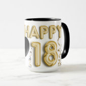 Mug Ballons d'or personnalisés Joyeux 18e anniversaire (Devant droit)