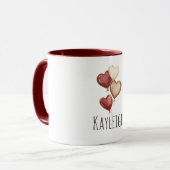 Mug Ballons en forme de cœur rouge crème (Devant gauche)