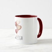 Mug Ballons en forme de cœur rouge crème (Devant droit)