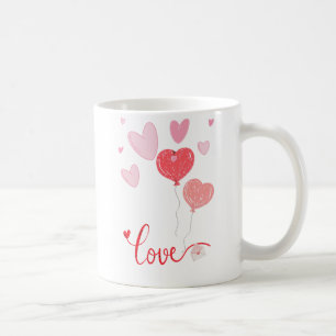 Mug Ballons et Coeurs d'Amour Adorable - Saint Valenti