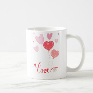 Mug Ballons et Coeurs d'Amour Adorable - Saint Valenti