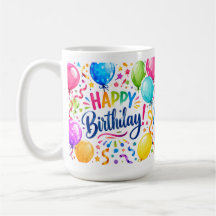 Mug Ballons et Confettis Joyeux Anniversaire Color