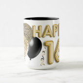 Mug Ballons Leopard Gold Joyeux 16e anniversaire (Centre)