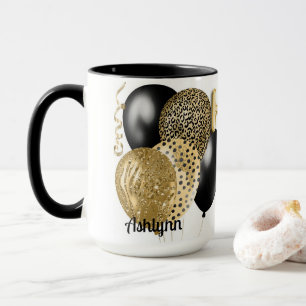 Mug Ballons Leopard Gold Joyeux 16e anniversaire