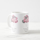 Mug Ballons parties scintillant rose et argent Joyeux  (Devant gauche)