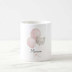 Mug Ballons Rose Pâle Chat Miaou