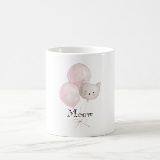 Mug Ballons Rose Pâle Chat Miaou (Centre)