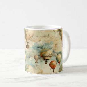 Mug Balloon vintage à air chaud dans un paysage serein