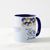 Mug Balloons en or pour 50e anniversaire Navy (Devant droit)