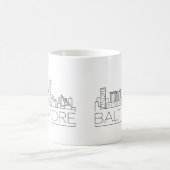 Mug Baltimore, Maryland| Ligne Skyline Stylisée Ville (Centre)