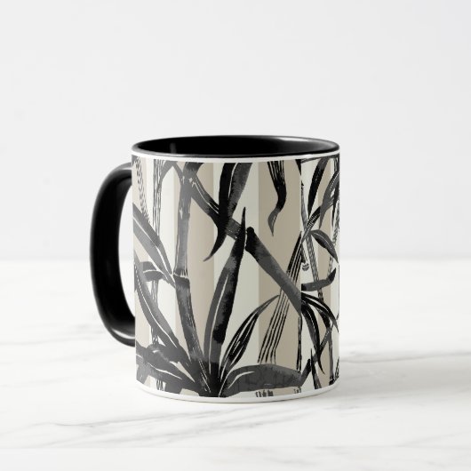Mug Bamboo Jungle Hawaiian Stripe - Noir et Taupe (Devant gauche)