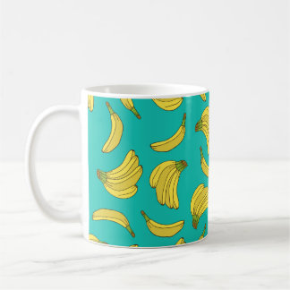 Mug Bananas hand drawn seamless pattern. Sketch illust