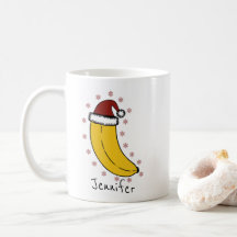 Banane avec casquette de Noël Nom personnalisé