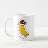 Mug Banane avec casquette de Noël Nom personnalisé (Gauche)