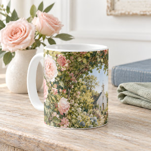 Mug Banc de jardin de prière Chapelle Aquarelle