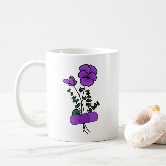 Mug Bandaid Fleur Violet Février (Avec donut)