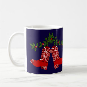 Mug Bandana de Noël occidental Imprimer Botte de cowbo