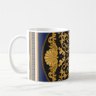Mug Bandana Print : Black Blue Gold.
