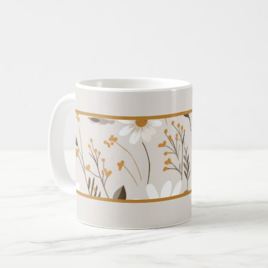 Mug Bande Boho de feuillage d'automne neutre (Devant gauche)
