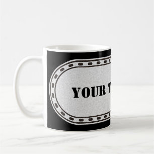 Mug BANDE BOUTON dégradé noir gris + votre texte