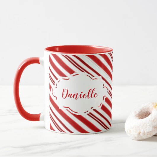 Mug Bande de bonbons de menthe à la menthe personnalis (Avec donut)