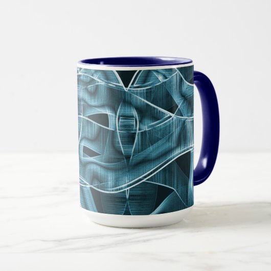 Mug Bande de chevauchement courbe bleue surlignée par (Devant droit)