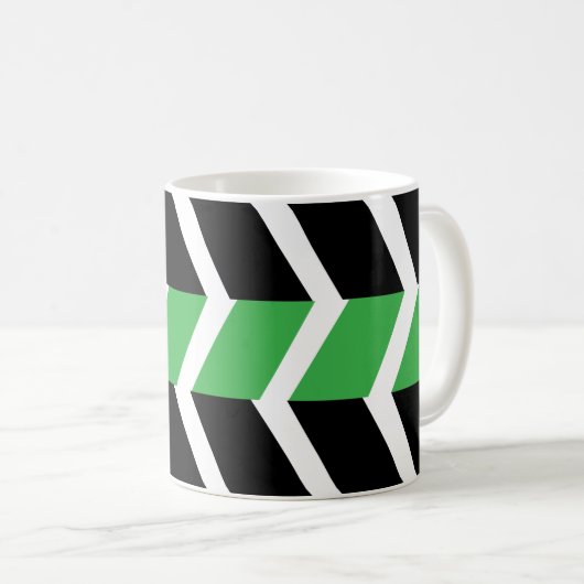 Mug Bande de Chevron Vert Noir (Devant droit)
