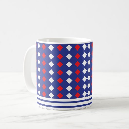 Mug Bande de diamant rouge blanc moderne (Devant gauche)