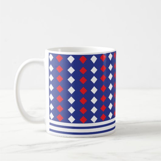 Mug Bande de diamant rouge blanc moderne (Gauche)
