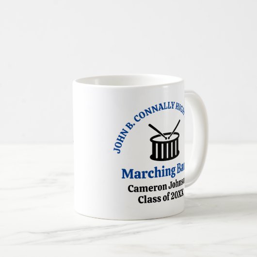 Mug Bande de Marching du lycée bleu personnalisable (Devant droit)