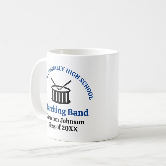 Mug Bande de Marching du lycée bleu personnalisable (Devant gauche)
