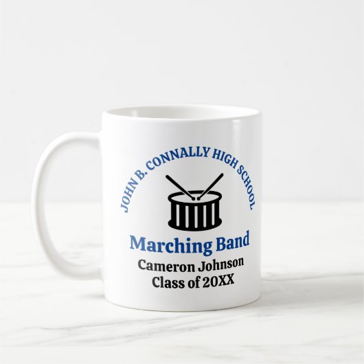 Mug Bande de Marching du lycée bleu personnalisable (Gauche)