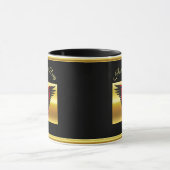 Mug Bande dessinée Aigle noir et rouge avec feuille d' (Centre)