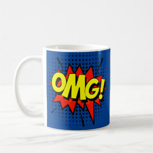 Mug Bande dessinée Art Bleu Rouge Jaune OMG Nouveauté