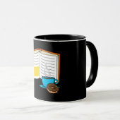 Mug Bande dessinée café et beignet de livre (Devant droit)