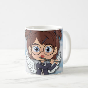 Mug Bande dessinée d'ange musical avec flûte