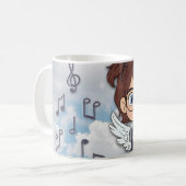 Mug Bande dessinée d'ange musical avec flûte (Devant gauche)
