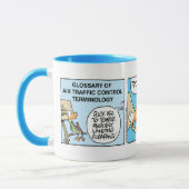 Mug Bande dessinée de café de contrôle du trafic (Gauche)