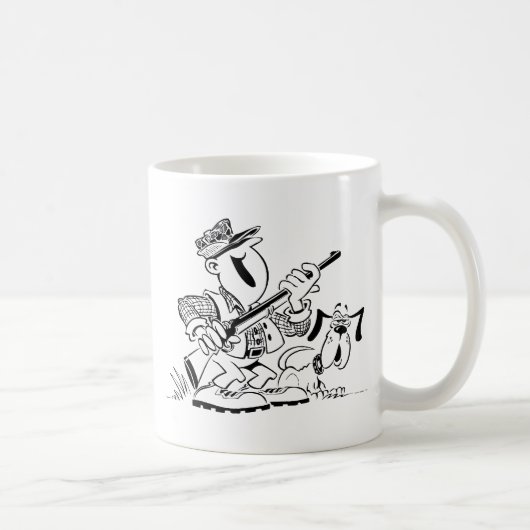 Mug Bande dessinée de chasseur et de chien (Droite)