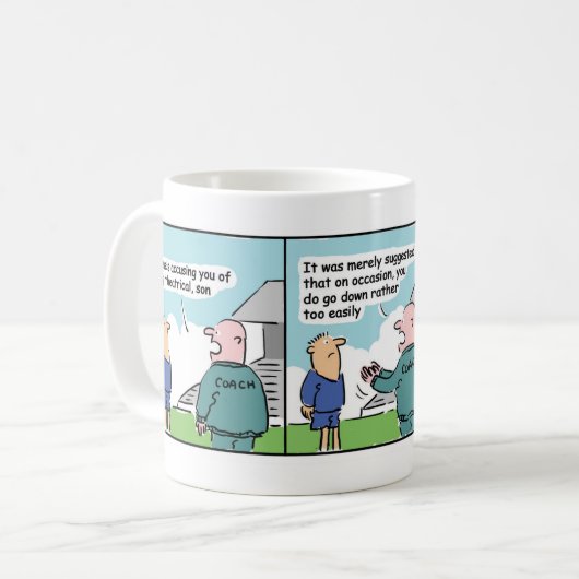 Mug Bande-dessinée de l'entraîneur et du joueur de foo (Devant gauche)
