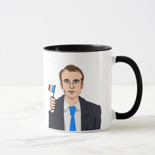 Mug Bande dessinée de macron avec le drapeau français (Droite)