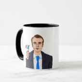 Mug Bande dessinée de macron avec le drapeau français (Devant gauche)