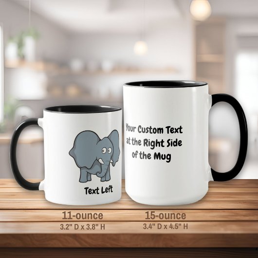 Mug Bande dessinée d'éléphant gris