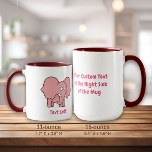 Mug Bande dessinée d'éléphant rose
