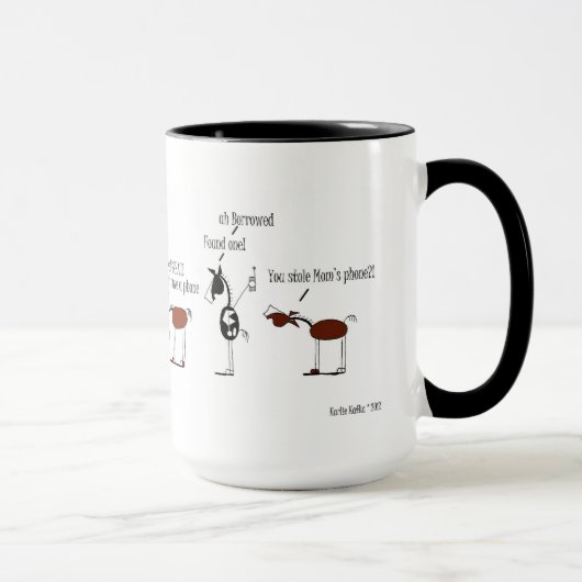 Mug Bande dessinée drôle de cheval et d'âne (Droite)
