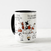 Mug Bande dessinée drôle de cheval et de moutons (Devant gauche)