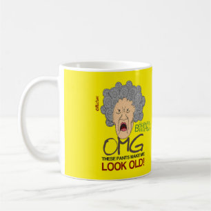 Mug Bande dessinée jaune grincheuse d'anniversaire de