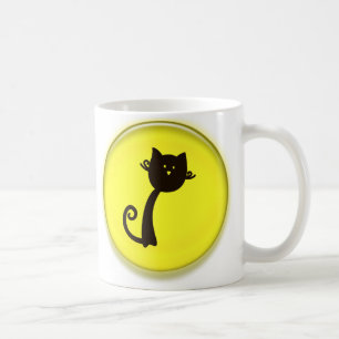 Mug Bande dessinée mignonne de chat noir dans la